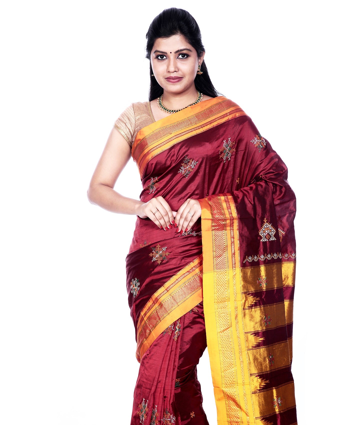 Dark Red Ilkal Saree Silk